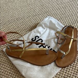 SCHUTZ Metallic Gold and Silver Strappy Sandals